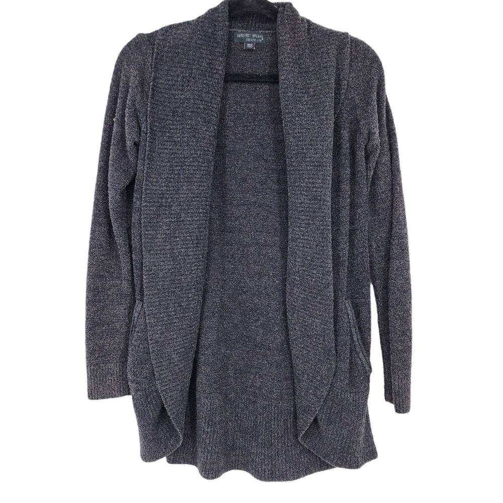 Barefoot Dreams CozyChic LiteCircle Cardigan Carbon Black Heather Size XS/S